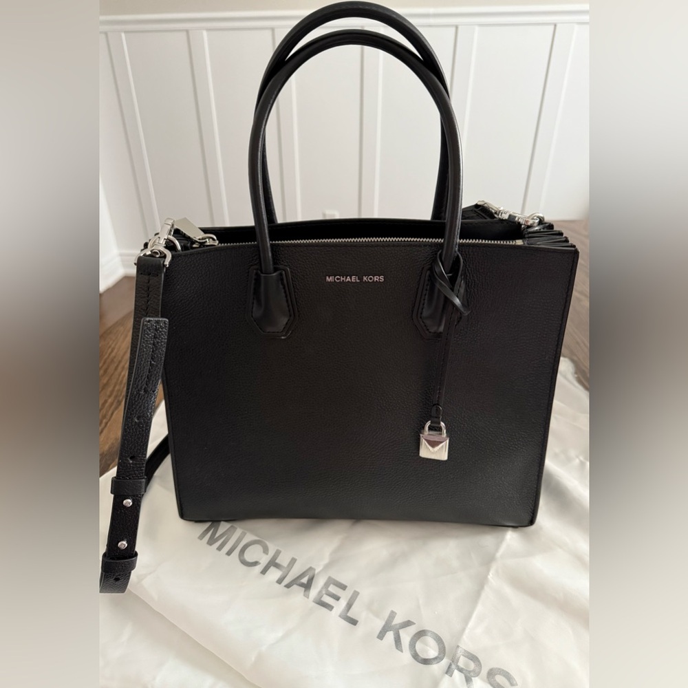 Michael Kors Mercer Accordian Pebbled Leather Tote Bag